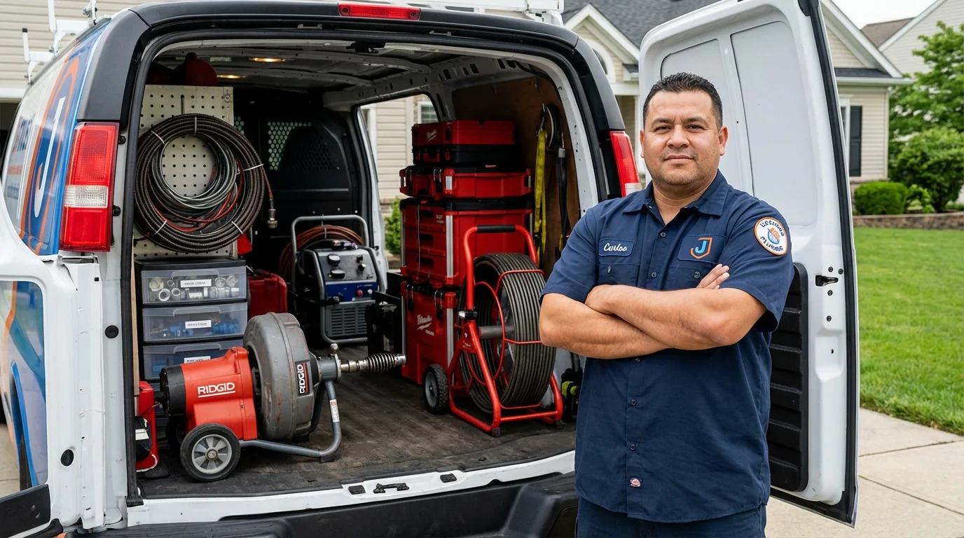 Professional drain cleaning equipment and Johns Plumbing LLC plumber in Haven